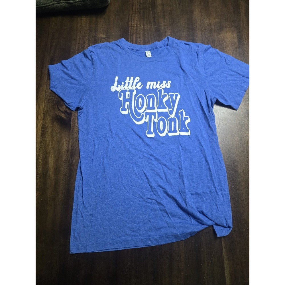 Little Miss Honky Tonk Graphic T Shirt Medium Blue Country Western Tee